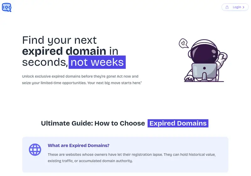 Screenshot of Expired Domain Finder